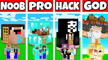 Minecraft: FAMILY HEAD BLOCK HOUSE BUILD CHALLENGE - NOOB vs PRO vs HACKER vs GOD in Minecraft