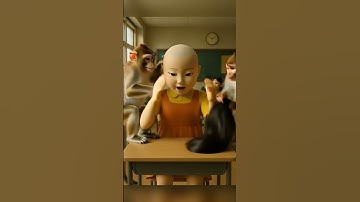 Squid Game Doll Young-hee Was Teaching… Until Monkey Snatched Her Wig! #shorts  #squidgame #funny