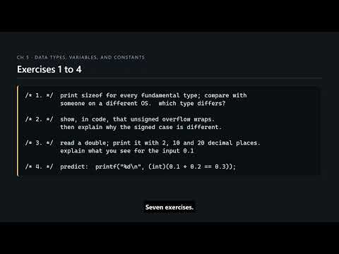 C Programming #57 — Chapter 5 Recap, and Seven Exercises