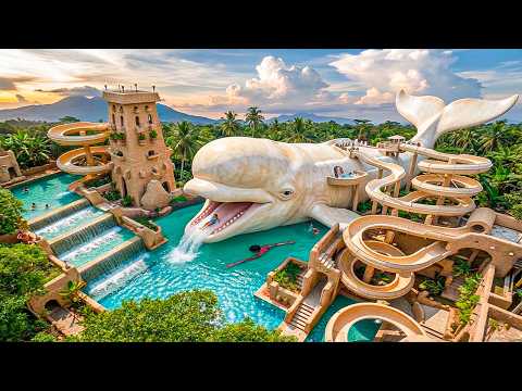 Building Underground Fish Cave Resort with Multi-Level Slide on Dangerous Cliff Using Primitive Tool