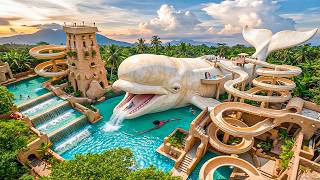 Building Underground Fish Cave Resort with Multi-Level Slide on Dangerous Cliff Using Primitive Tool