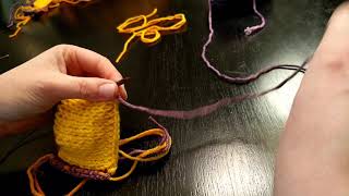 Picking up stitches along the vertical side edges of a double knit square