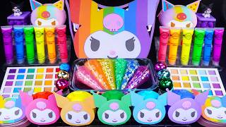 ASMR Satisfying Slime mixing Eyeshadow, Glitter & Random Shiny things into slime #slimevideo #asmr