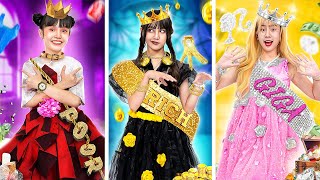 Poor Vs Rich Vs Giga Rich Kid In Dress Up Challenge  Funny Stories About Baby Doll Family