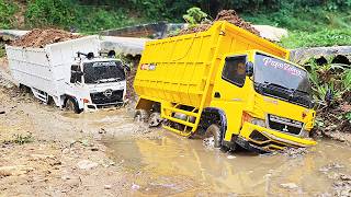 TERJEBAK LUMPUR Dump Truk Hino 500 Trinton Muatan Tanah Truk Canter 125Ps SALAH JALAN Truk Rc OFROAD