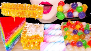 Asmr rainbow crepe cake, honeycomb, tapioca pearls, marshmallows
무지개 크레이프 케이크, 벜집꿀 먹방 mukbang ✨rainbow
marshmallows, c...