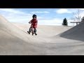 A 3 year old and his strider bike in the skate park strider bikes rule