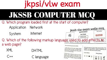 🛑 MCQs - Computer for jkpsi/vlw exam | Previous asked in jkssb exam | jkssb online tutorial