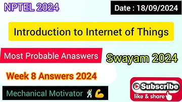 Introduction to Internet of Things WEEK 8 Quiz | Assignment 8 Solution | NPTEL | SWAYAM 2024