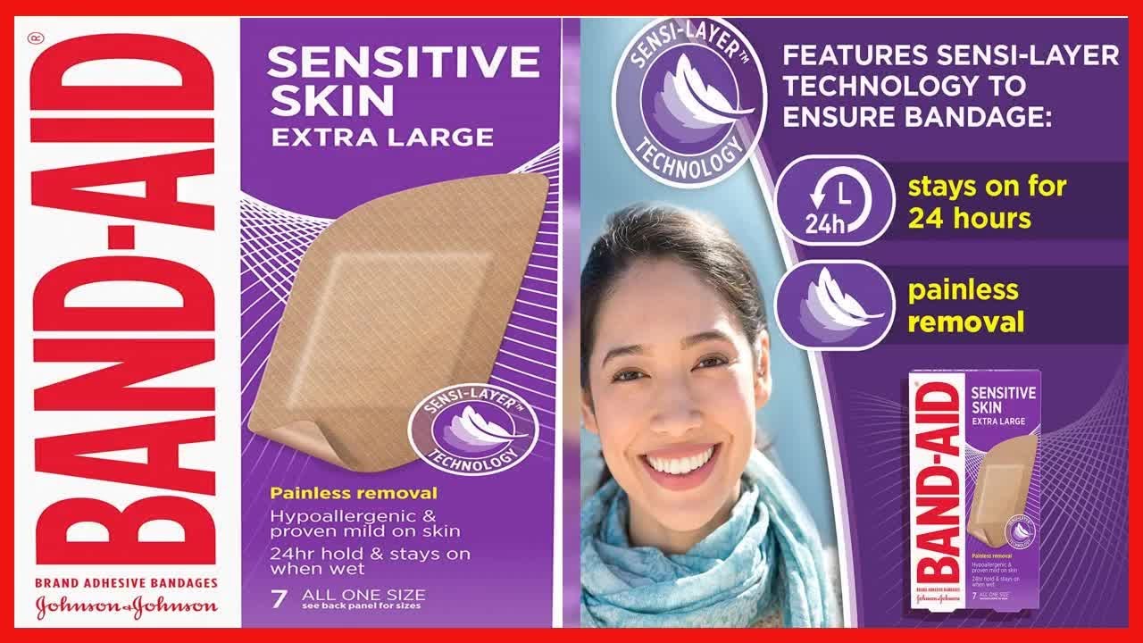 BandAid Brand Adhesive Bandages for Sensitive Skin, Hypoallergenic