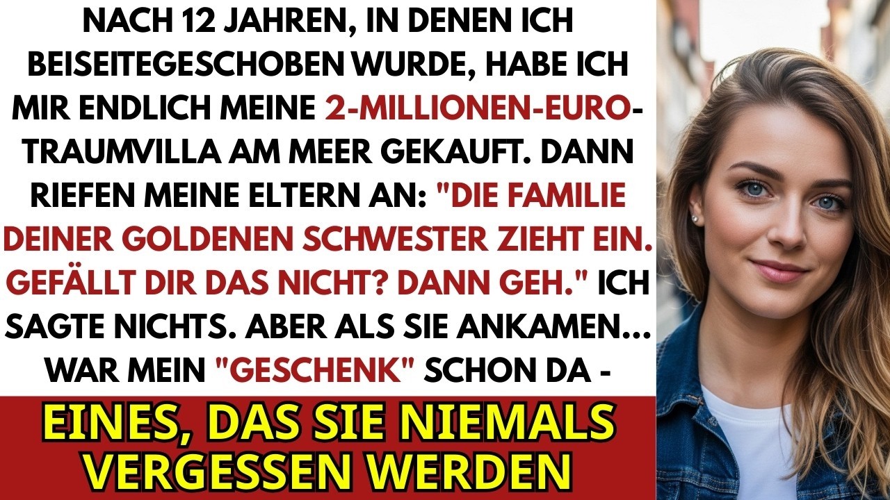 „Deine Schwester zieht nächste Woche mit ihrer Familie in deine Villa ein.“ Mein Vater sagte es am Telefon, als würde er über das Wetter sprechen. 36 Jahre lang war ich die unsichtbare Tochter –...