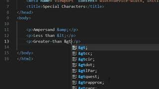 HTML Tutorial - Lesson 16 Special Characters