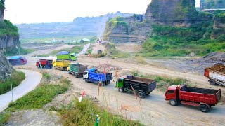 Busy Morning Dump Truck Loaded with Soil in Land Mining Area | EXCAVATOR & Dump Truck Working