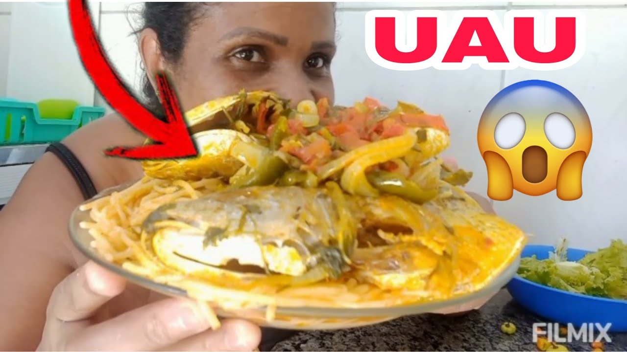 MUKBANG| COMENDO DE MÃO PEIXE😱, ARROZ, MACARRÃO,SALADA  FARINHA.PIMENTA 🌶🥵CEBOLA Asmr