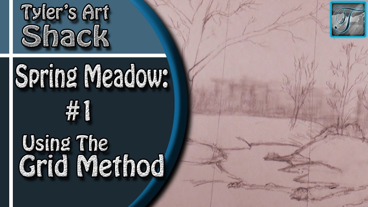 ⁣How to Draw a Spring Meadow Series Part 1 - Using a Grid Method to Start a Drawing