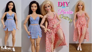 DIY for Barbie Curvy | Barlettes Top & Two Side Slits Skirts | nynnie me