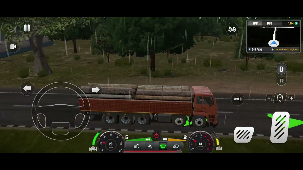 बारिश में देवघर से हैदराबाद लकड़ी के लॉग का ट्रांसपोर्ट 🚛 | Truck Masters India Simulator