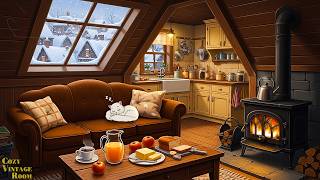 a peaceful cottage winter morning 1950s ❄️ soft vintage oldies playing in another room for unwind screenshot 5