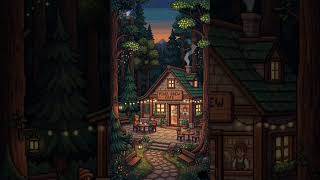 Cozy Forest Cafe: 8-bit Vibes ☕✨ #sunsetambience #pixelart #animation