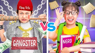 Pobre Buena Chica Vs Rico Malo Chico  El Hermano de la Chica Nerd Es un Gángster