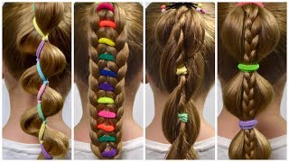 TOP 4 Braided Ponytails with Bright elastics ✿ HOW TO DO A BRAID | 2020 Hair Tutorial