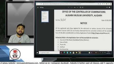 AMU Entrance form correction 2021-22 Date Released  | AMU entrance form edit | Hurry Up |