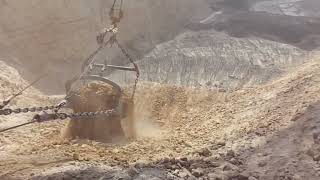 Up Close Digging Coal mine Caterpillar Dragline 8200 Bucket