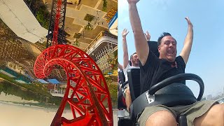 Riding Hidden Anaconda Roller Coaster at Happy Valley Wuhan China Multi Angle POV