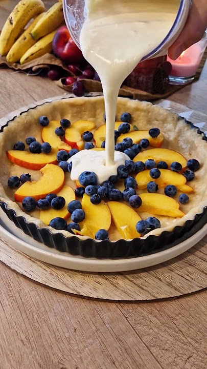 Blueberry-peach pie 🫐(recipe in the description) #baking #recipe #easyrecipe
