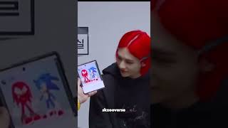 Skz staff comparing #hyunjin’s Red hair to Knuckles||#straykids