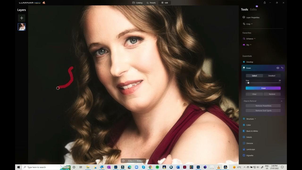 How to remove flyaway hairs in Luminar Neo YouTube