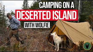 Camping on a Deserted Island with my Dog  Testing out a New Tent with a Woodstove.