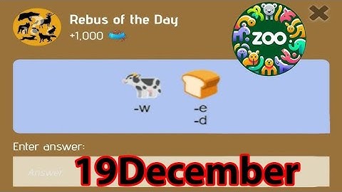 Rebus of the day Zoo 19 December | Zoo Rebus of the day today 19 December Riddle Today