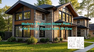 Modern 4 Bedroom House Plan | One Storey Layout with 3D View screenshot 2