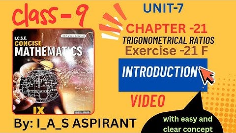 Solutions to Exercise 21F Introduction trigonometrical Ratios(Chapter 21)‼️ICSE BOARD❕class 9#SELINA