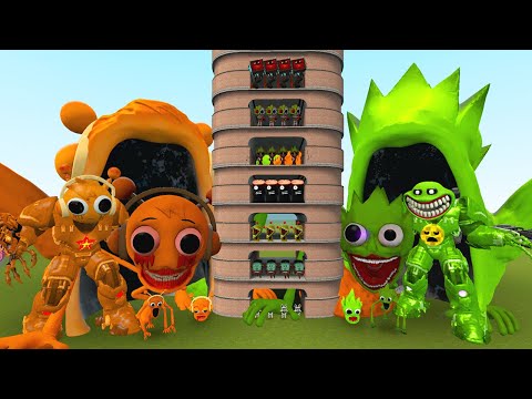 TALLGRASS LITTLE TO BIG ALL ORANGE SPRUNKI VS ALL SPRUNKI LIME PHASES 1 - 10 in GMod!