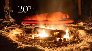 3 Days Solo Winter Camping - deep snow, no tent, below -20°C