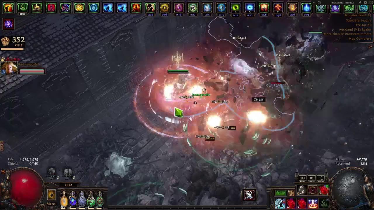 Path of Exile running the rogue exile maps prepared yesterday.