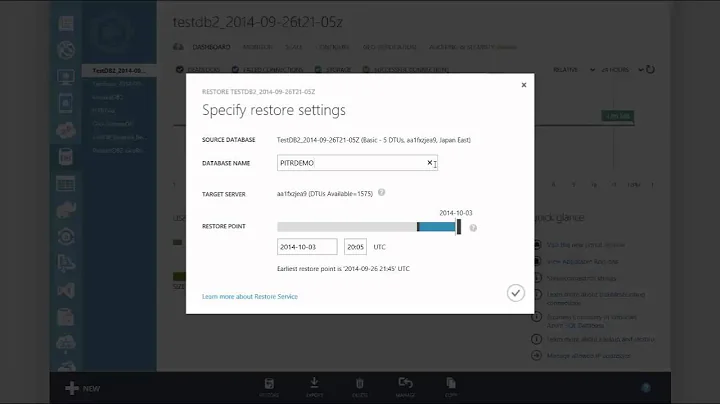 How to Point in Time Restore a SQL DB  Azure Management Portal