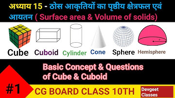 Chapter 15।ठोसों का पृष्ठीय क्षेत्रफल एवं आयतन।Surface area & Volume of solids।Class 10th।