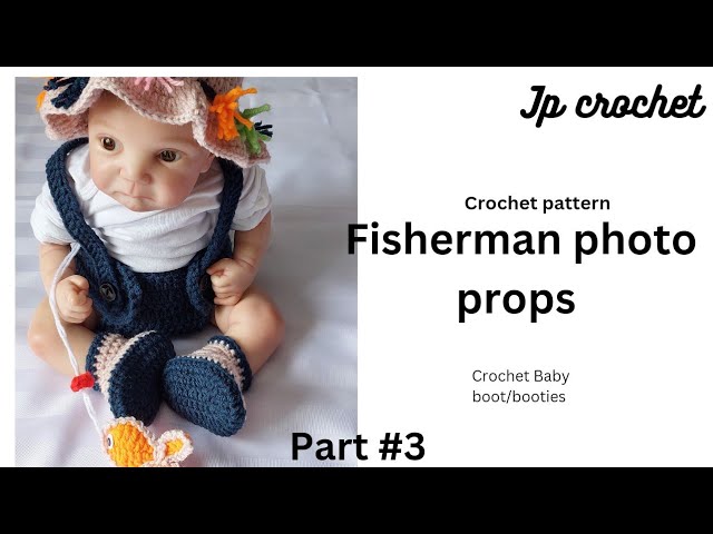 How to make fisherman crochet outfit.crochet photoprop baby boot