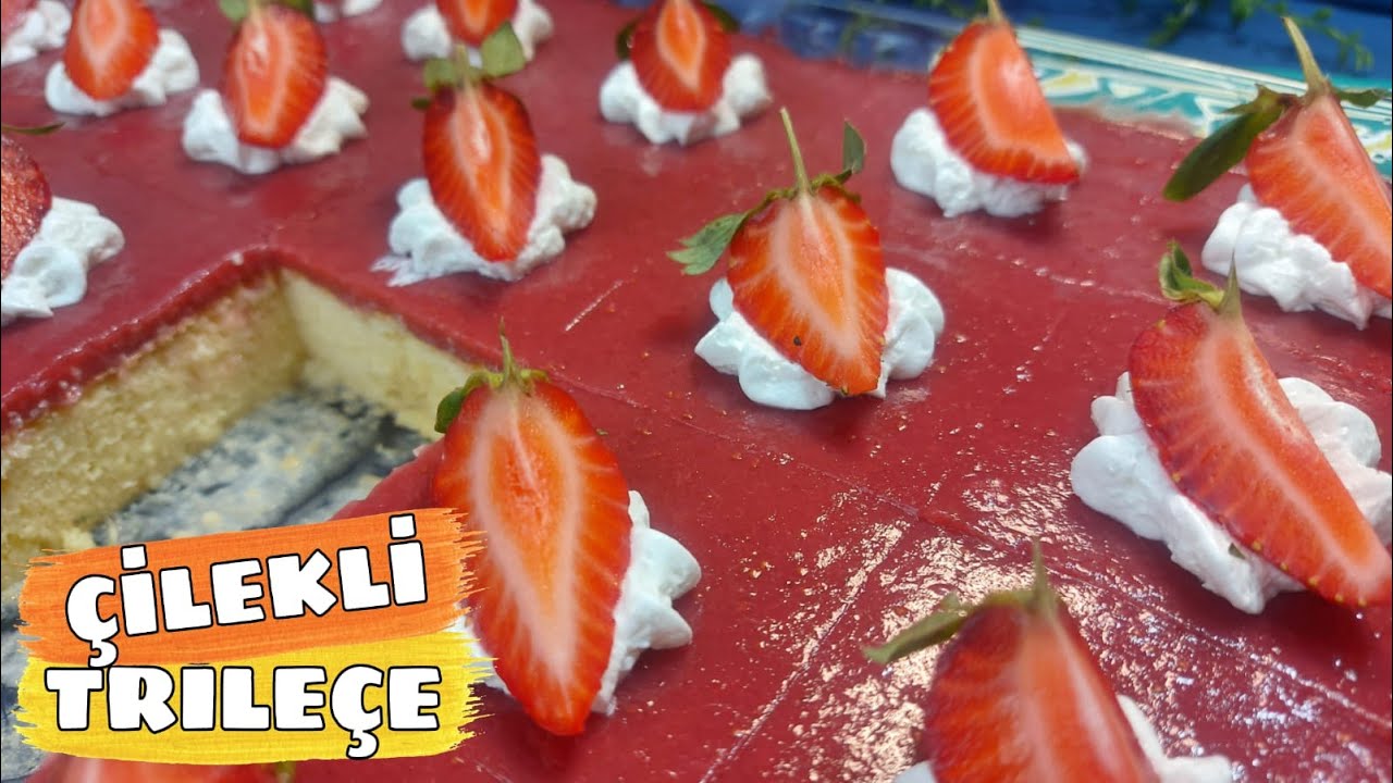 ÇİLEKLİ TRİLEÇE TARİFİ  ????FRESH STRAWBERRY TRIFLE ???? ENFES KOLAY  NASIL YAPILIR ????EASY RECIPE