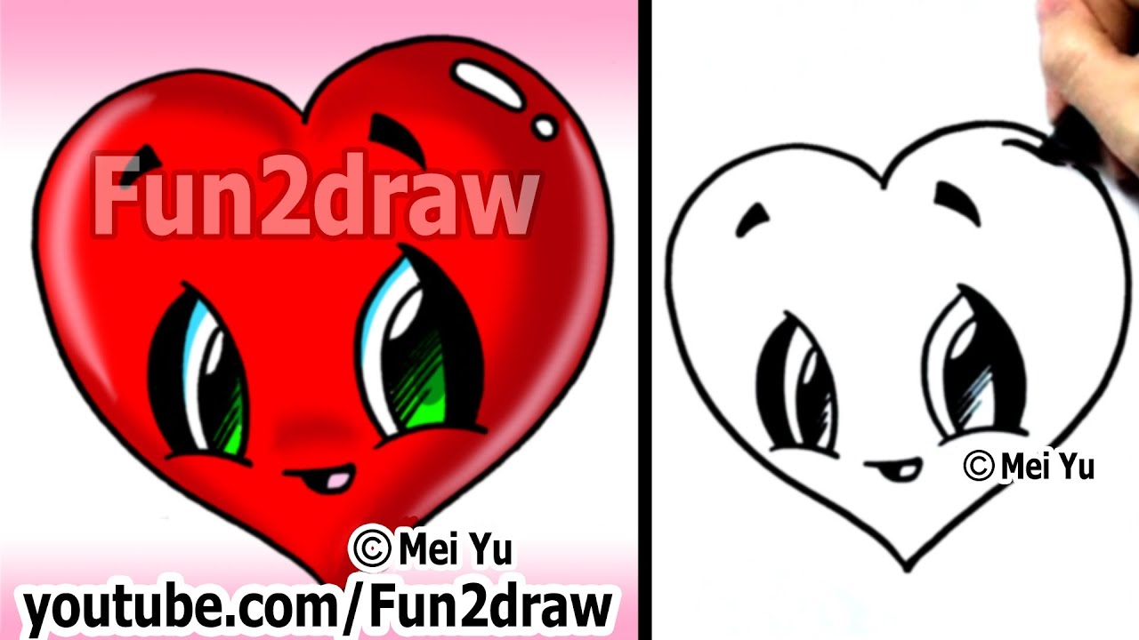 How to Draw a Heart - Easy & Cute! - Popular Cartoon Drawing Video ...