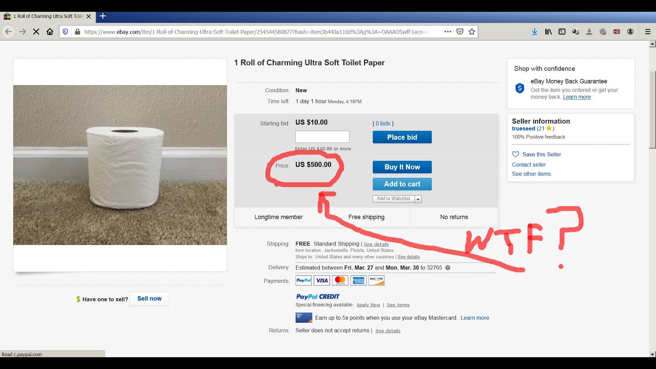 500 for toilet paper coronavirus hoarders buying out stores, price