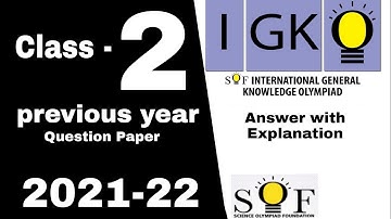 IGKO Class 2 Previous Year Question Paper 2021-22 International General Knowledge Olympiad