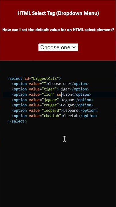 HTML Select Tag (Dropdown Menu) How can I set the default value for an ...