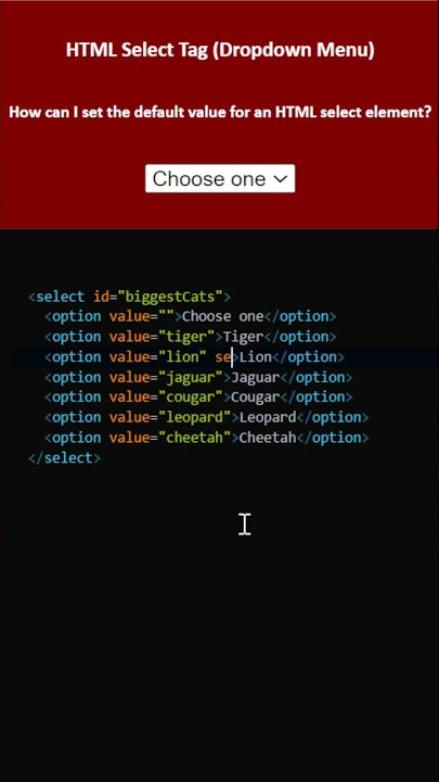 HTML Select Tag (Dropdown Menu) How can I set the default value for an HTML select element?