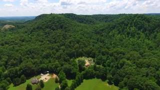 Drone flying over knobs in Bullitt County, Kentucky, near Bernheim Forest