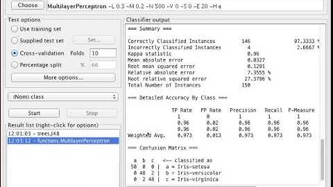 MLP in Weka with Iris data