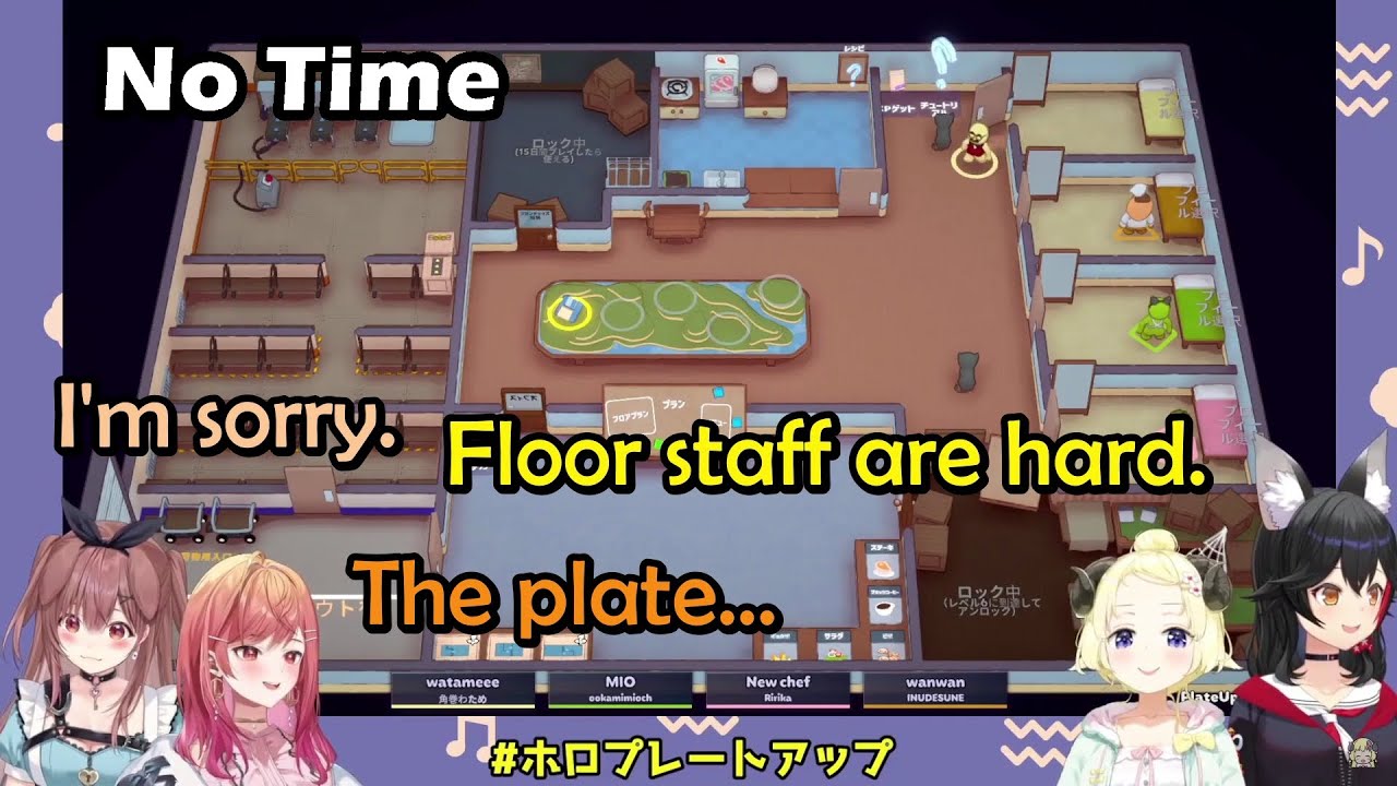Watame, Ririka, Korone and Miosha Try Really Hard To Win and Get 5 Star In Plate Up Together